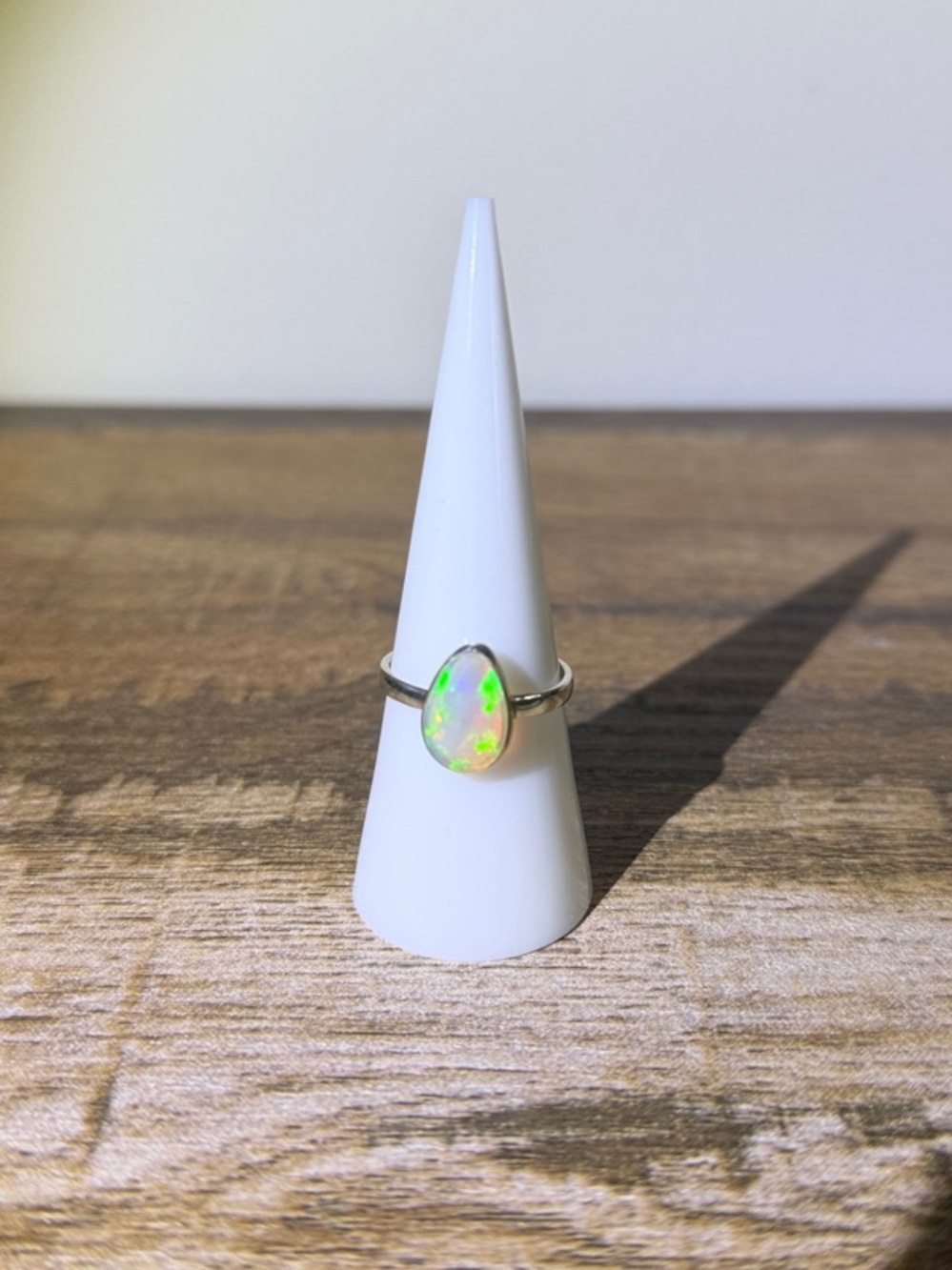 Opal Teardrop Ring in Sterling Silver